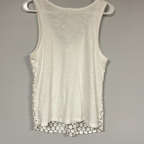 J. Crew tank top white, with overlay 'lace' detail on front, Medium - Picture 3 of 6